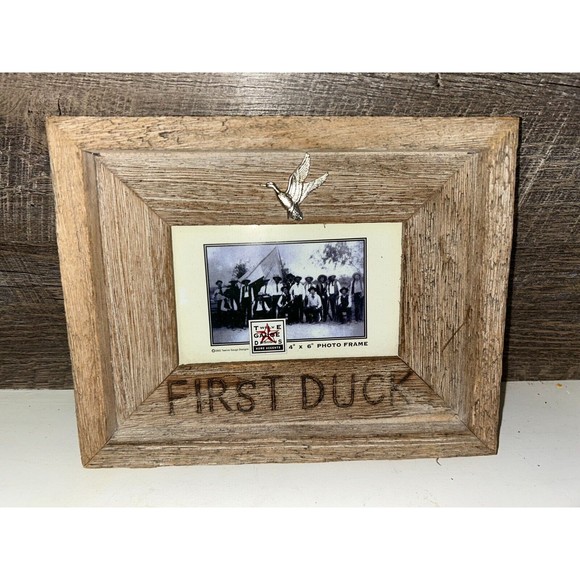 Twelve Gauge Designs Wooden Photo Frame 4x6 First Duck Engraved on Frame New - Picture 1 of 5